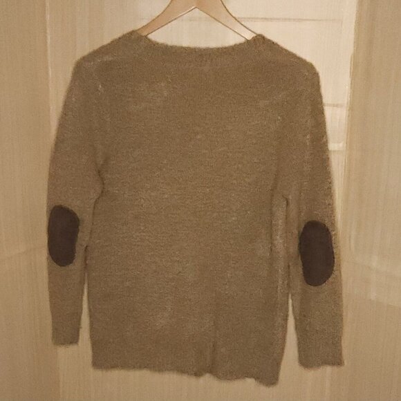 Staccato Brown Teddy Bear Grandpa Cardigan Elbow Patch Sweater Medium - Picture 2 of 8